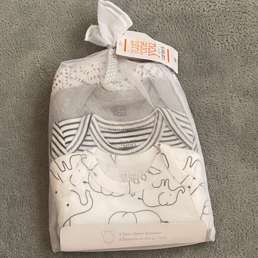 Just One You by Carter's Gray and White Bodysuits